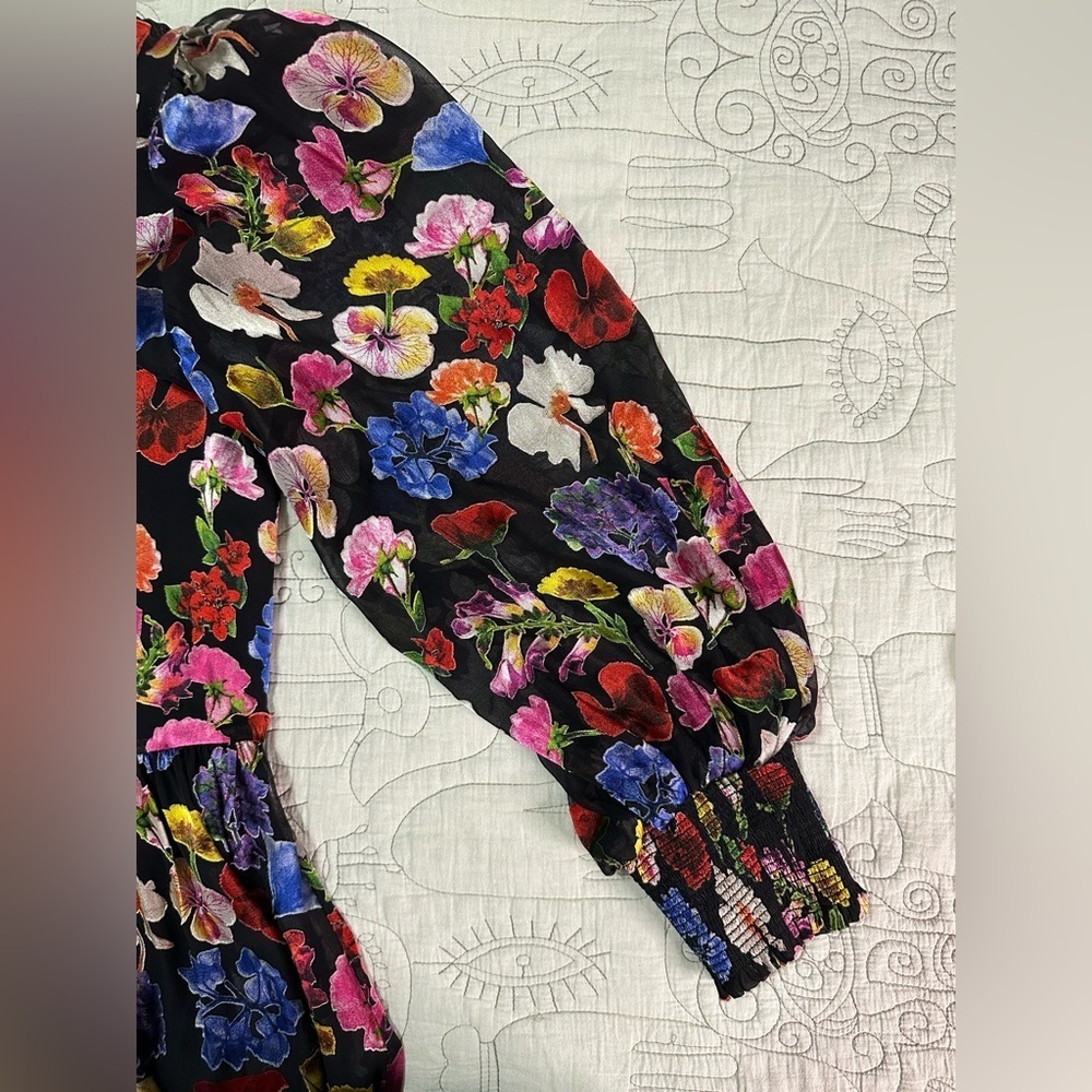Alice + Olivia BERTHA MINI SHIRT DRESS Sz L / 12 Timeless Blossom Floral - Picture 10 of 13